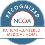 NCQA PCMH BALT logo saying patient-centered medical home in orange text on blue circle